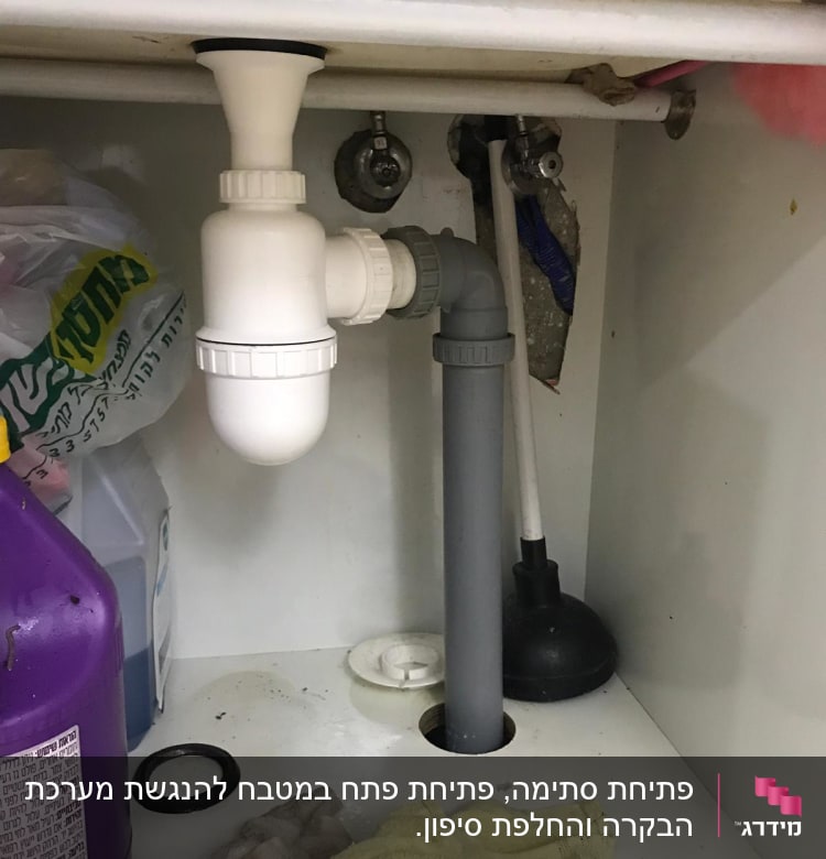 צינור ניקוז מתחת לכיור עם פומפה